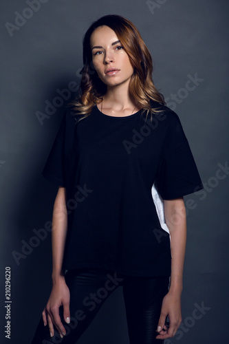 portrait of a girl on a gray background