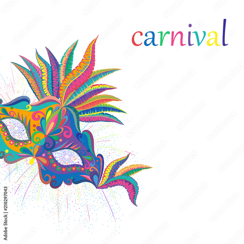 Obraz premium White carnival background with colour mask.
