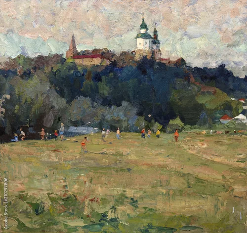 Fototapeta samoprzylepna krajobraz, obraz olejny, ręcznie robiony