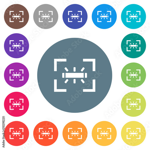 camera white balance fluorescent mode flat white icons on round color backgrounds