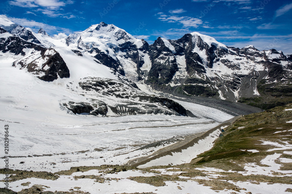 Peak Bernina and Glacier in Swiss