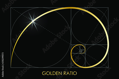 Golden ratio. Fibonacci number. Circles in golden proportion. Geometric shapes. Logo. Abstract vector background. Vector 
