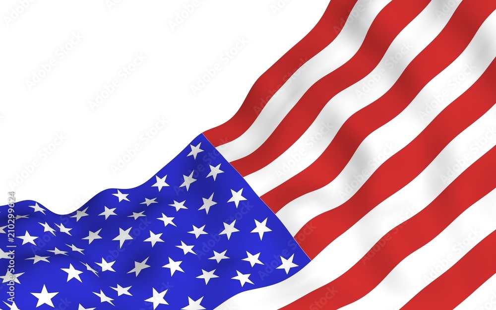 Obraz premium Waving flag of the United States of America. Stars and Stripes. State symbol of the USA. 3D illustration