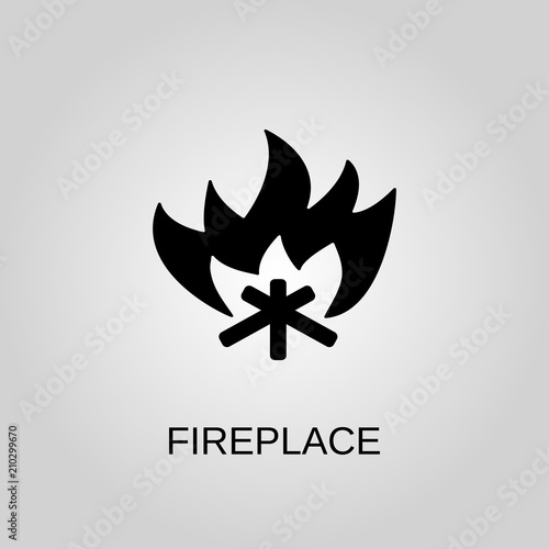 Fireplace icon. Fireplace symbol. Flat design. Stock - Vector illustration