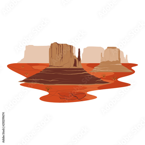 Monument Valley America Sand Stone Desert Landmark Landscape Vector