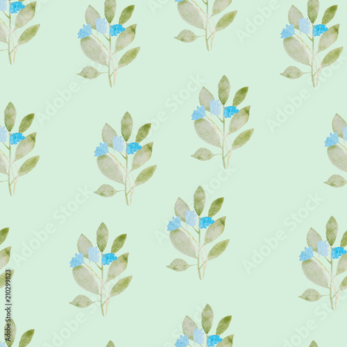 pattern, watercolor flowers, blue flowers