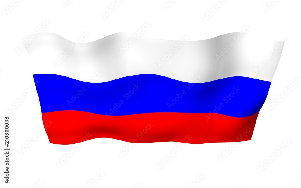 Waving flag of the Russian Federation. The National. Waving flag of the Russian Federation. The National.