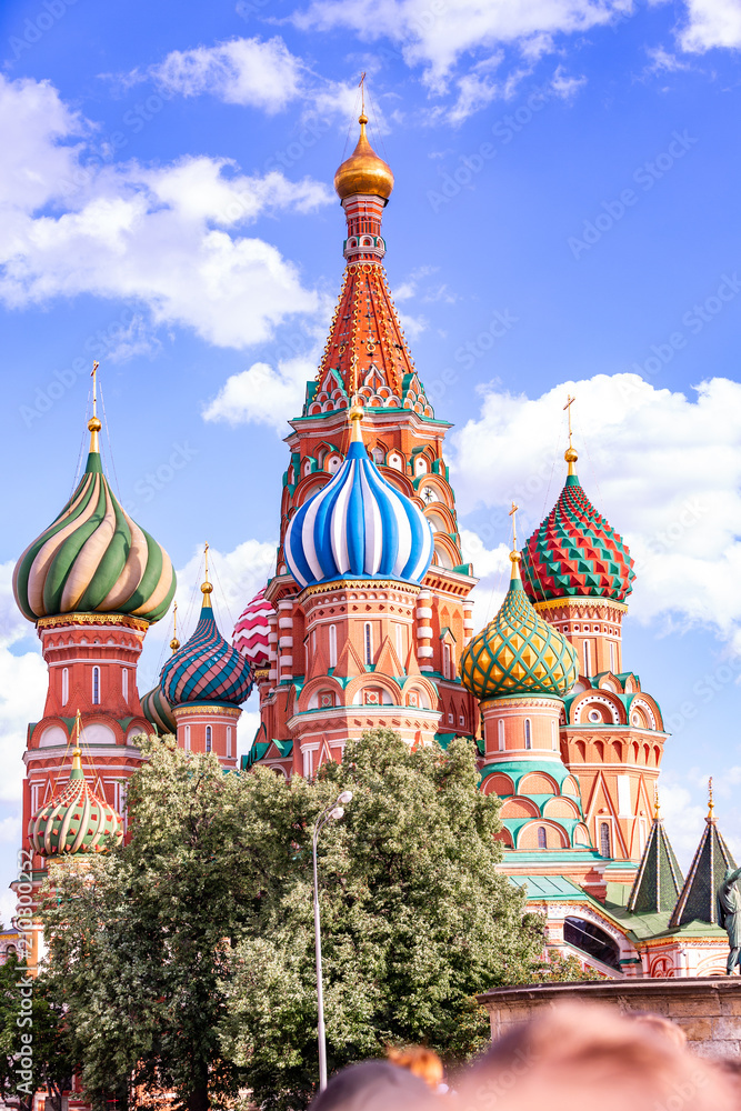 St. Basil's Cathedral on Red Square in the Kremlin in Moscow wit