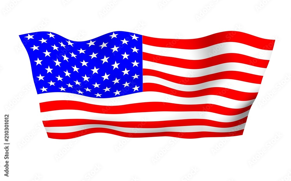 Obraz premium Waving flag of the United States of America. Stars and Stripes. State symbol of the USA. 3D illustration