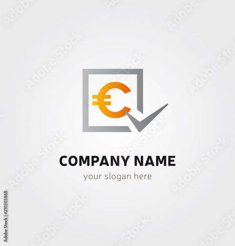 Logo Crypto Monnaie, Argent et Finance - Icone Marque - Orange et Gris dans Carré