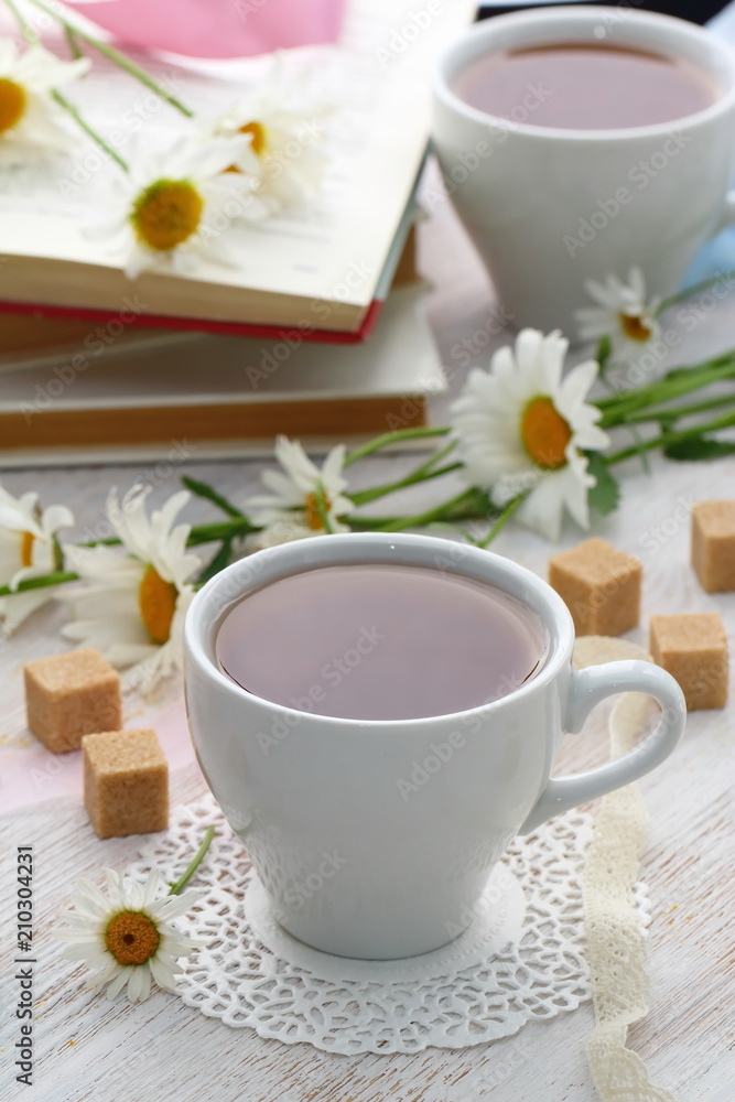 Tea time. Cup of tea for relaxation Tea time. Cup of tea for relaxation