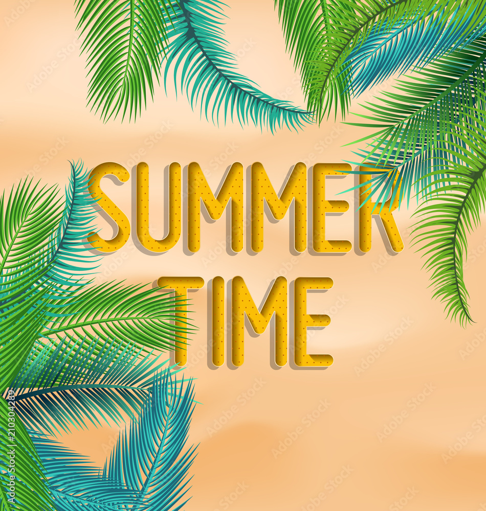Summer time background with tropical leaf.
