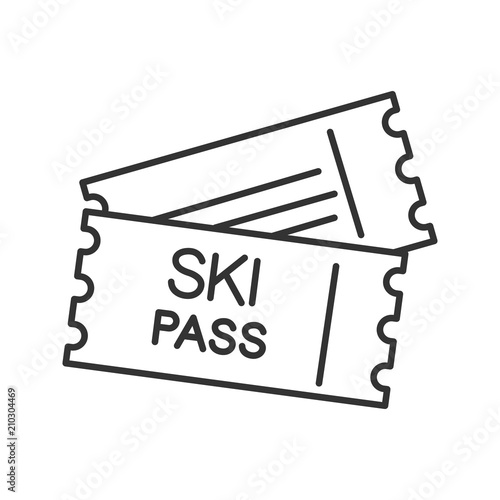 Ski pass linear icon