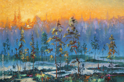  Dawn in the tundra. An oil painting on canvas. Author: Nikolay Sivenkov photo