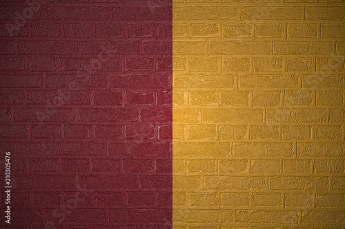 Flag of Rome on brick wall background  3d illustration