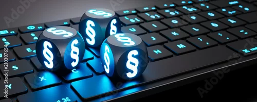 Obraz Świecące kostki z symbolem akapitu na klawiaturze