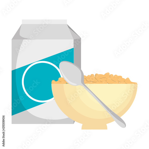 cereal with milk and dish vector illustration design