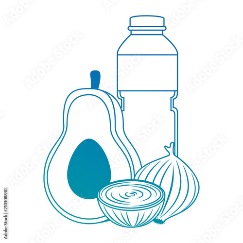 oil bottle with vegetables vector illustration design