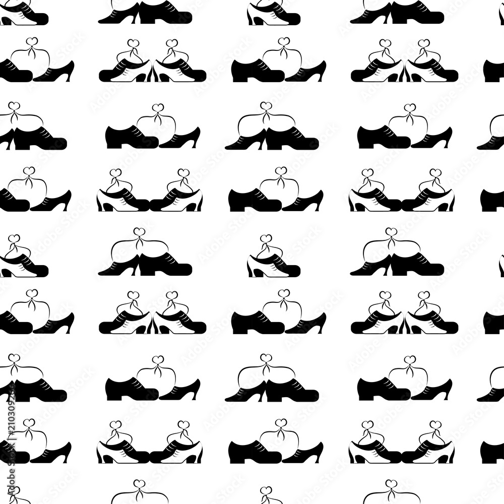 Seamless pattern of black and white man's and woman's shoes. Seamless pattern of black and white man's and woman's shoes.