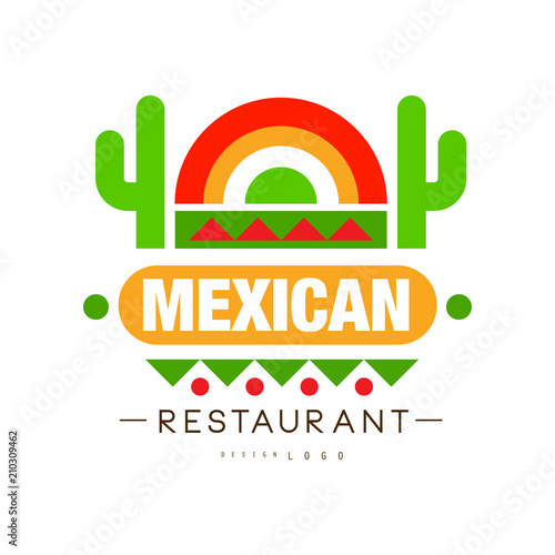 Mexican restaurant logo design, authentic traditional continental food label can be used for cafe, bar, restaurant, menu vector Illustration