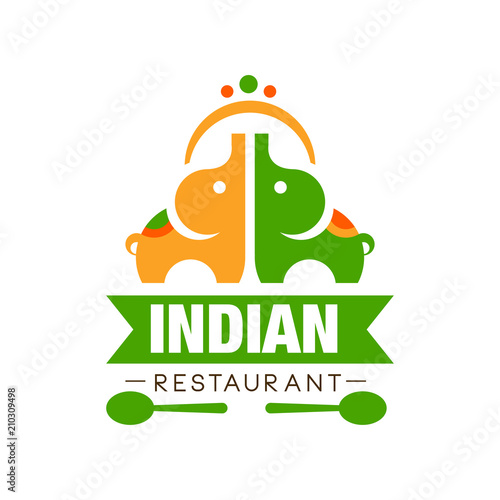 Indian restaurant logo design, authentic traditional continental food label can be used for cafe, bar, restaurant, menu vector Illustration
