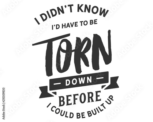 I didn't know I'd have to be torn down before I could be built up.