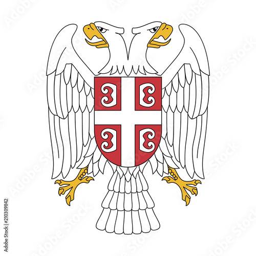 Serbian eagle. Heraldic symbol of Serbia. Abstract concept. Vector illustration on white background.