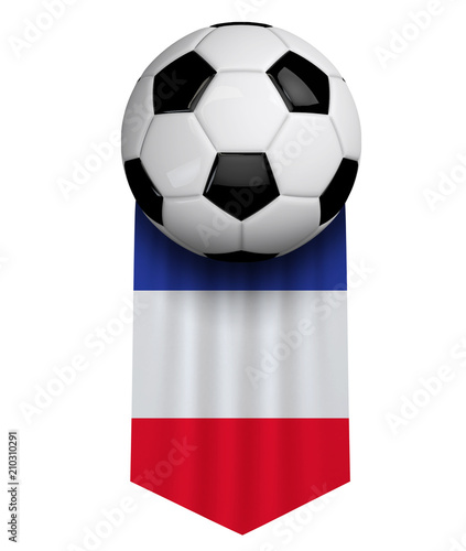 France soccer ball flag cloth hanging banner. 3D Rendering