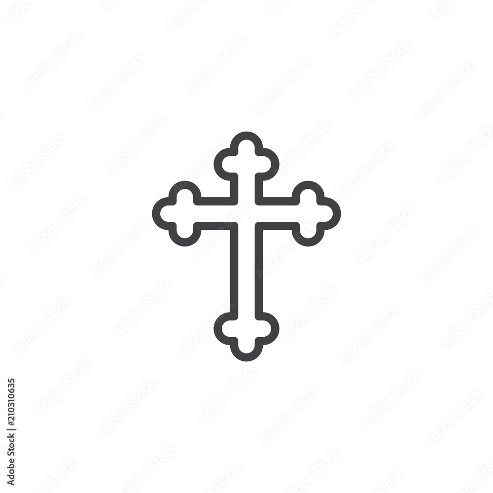Religion cross outline icon. linear style sign for mobile concept and web design. Crucifix simple line vector icon. Symbol, logo illustration. Pixel perfect vector graphics