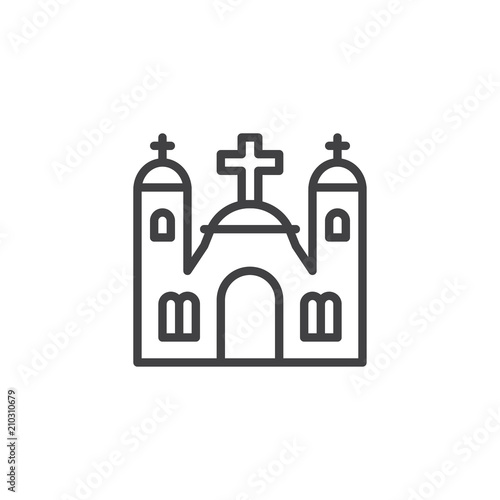 Monastery building outline icon. linear style sign for mobile concept and web design. Christian church tower simple line vector icon. Symbol, logo illustration. Pixel perfect vector graphics