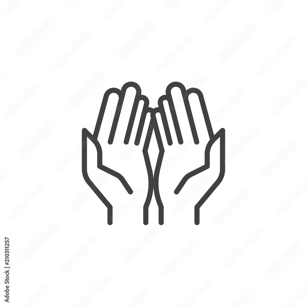 Prayer hands outline icon. linear style sign for mobile concept and web design. Praying hand simple line vector icon. Symbol, logo illustration. Pixel perfect vector graphics Prayer hands outline icon. linear style sign for mobile concept and web design. Praying hand simple line vector icon. Symbol, logo illustration. Pixel perfect vector graphics