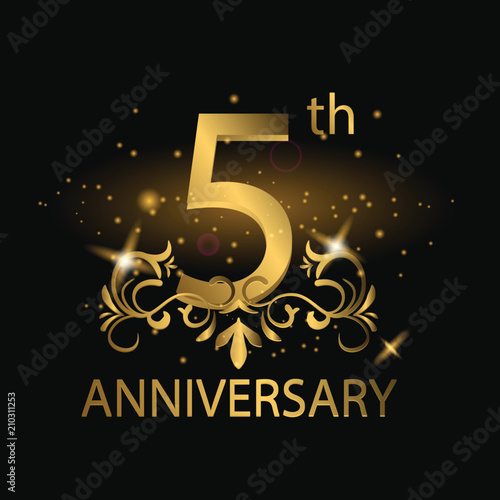 5th anniversary logo with gold color