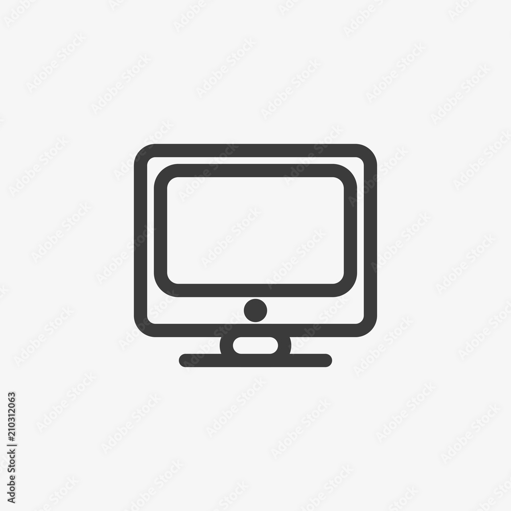 Modern flat screen computer monitor. Computer display isolated on white background. Vector illustration. Modern flat screen computer monitor. Computer display isolated on white background. Vector illustration.