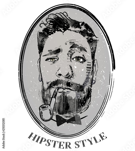 portrait of bearded man with tobacco pipe