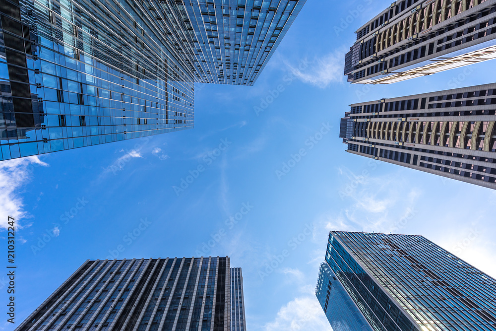 Fototapeta premium up view of modern office building