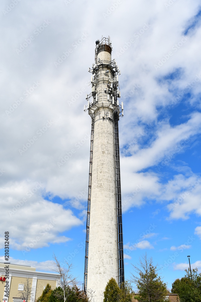 electric tower in the cloud and blue sky background