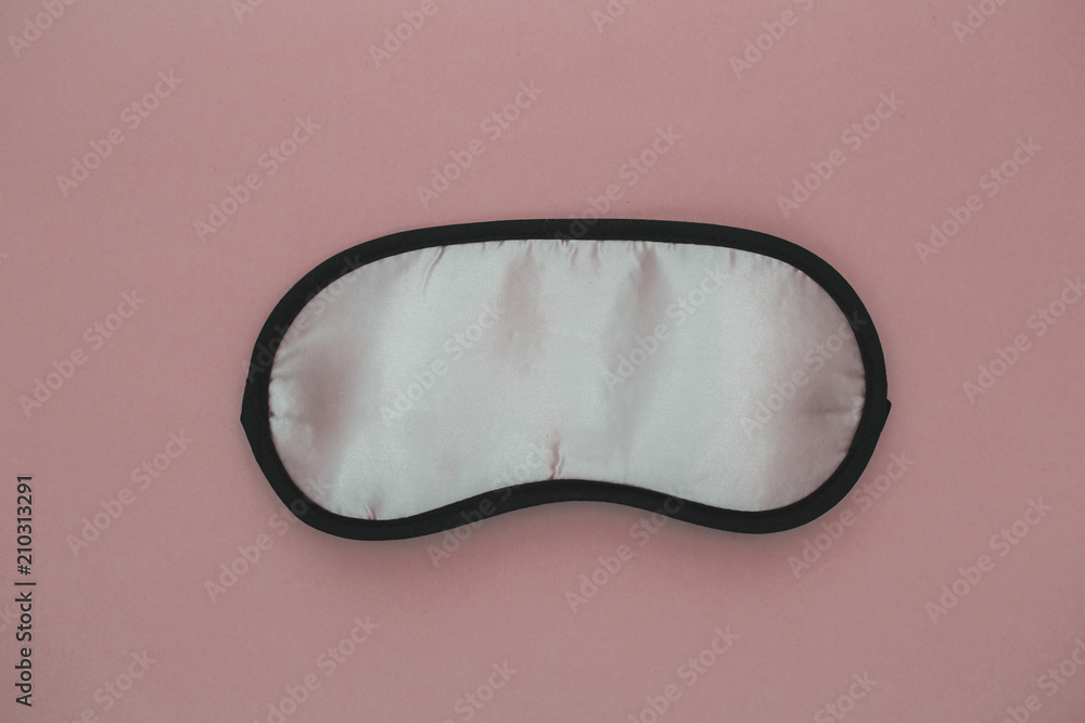 Fototapeta premium Sleeping eye mask, isolated on pink pastel colourful trendy background