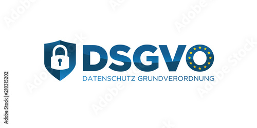 DSGVO Datenschutz-Grundverordnung Blau auf Weißem Hintergrund