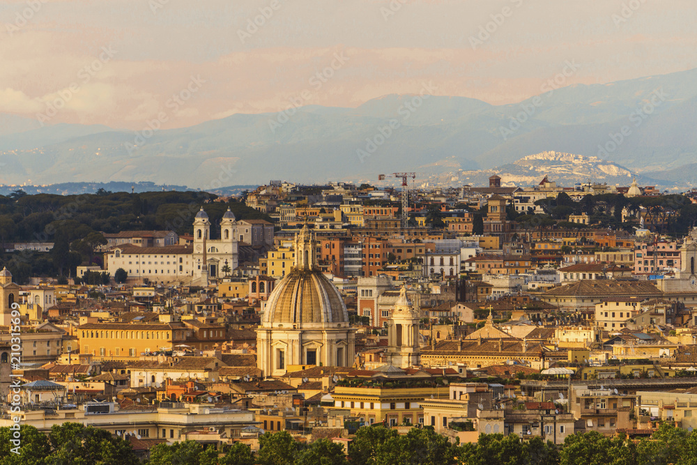 Rome city skyline panoramic view.
