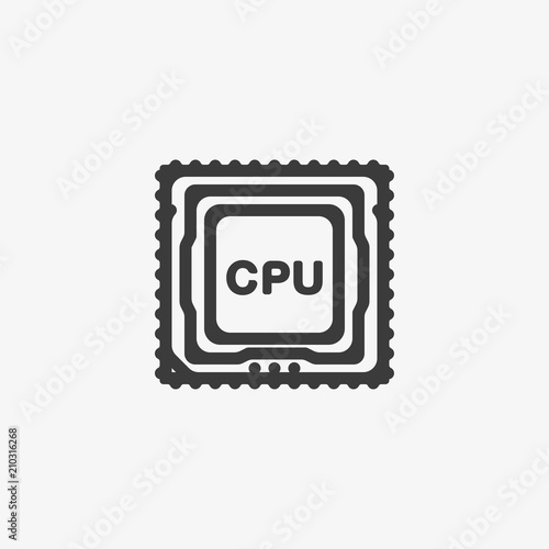 CPU, Processor, motherboard, chip thin line flat color icon. Linear vector illustration.