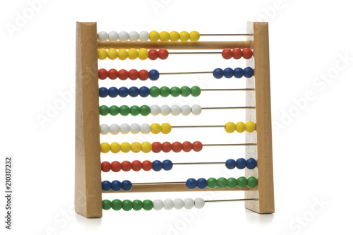 wooden abacus isolated on white