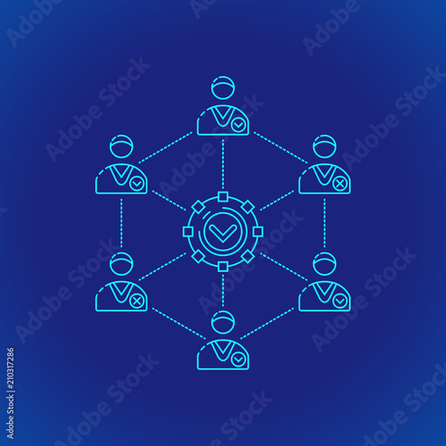 blockchain distributed ledger technology illustration.