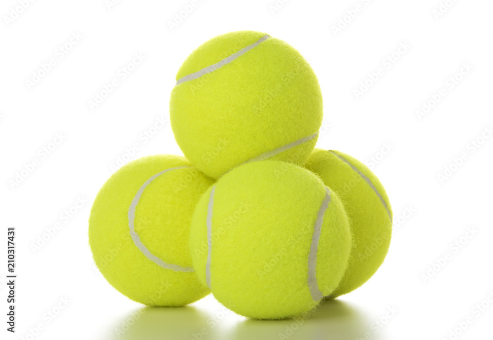 Stack of tennis balls isolated