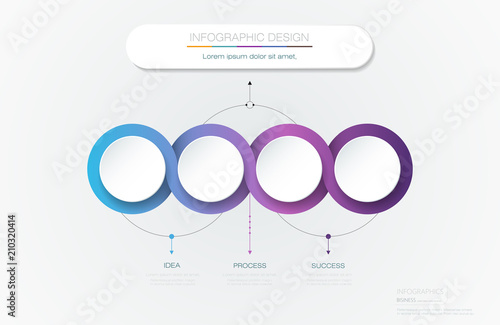 Vector Infographic 3d circle label template design.Infograph with 4 number options or steps