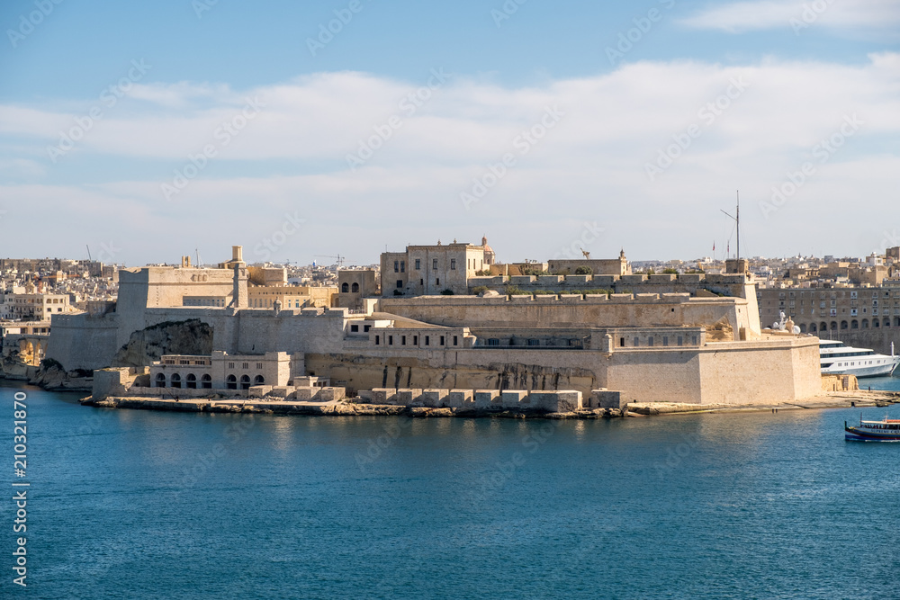 Panorama of the Fort St. Angelo of La Vittoriosa in Malta