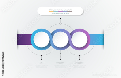 Vector Infographic 3d circle label template design.Infograph with 3 number options or steps. Infographic element for layout, process diagram, parts, chart, graphic, info graph, flowchart, presentation