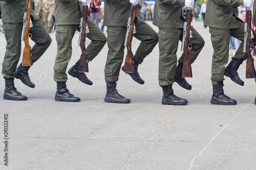 March of military soldiers, serve the Motherland, militia