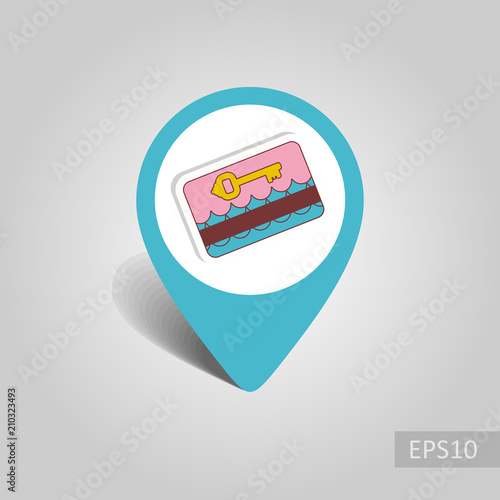 Electronic keycard pin map icon. Summer. Vacation