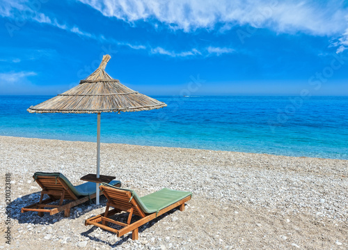 Summer morning beach.