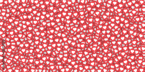 White background with likes and hearts pattern.